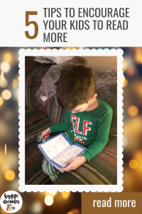 Image shows young boy reading, 5 tips to encourage your kids to read more, by Hygge Dreamer